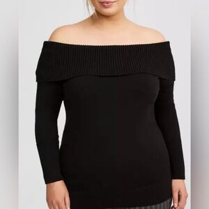 Torrid Deep Black Pullover Off Shoulder Sweater Soft and stretchy size 3X NWT